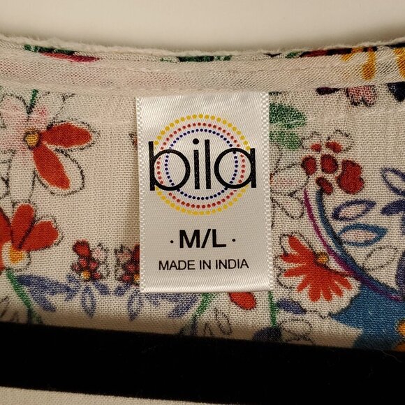 Bila Womens Duster Cardigan M/L Multicolor Floral Boho Kimono Gauze Flowy‎ - Picture 7 of 12
